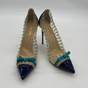 XYD Studded Pointed Toe Transparent Pump High Heel